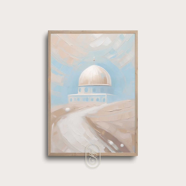 Modern Beige & Blue Abstract | Dome of the Rock #1