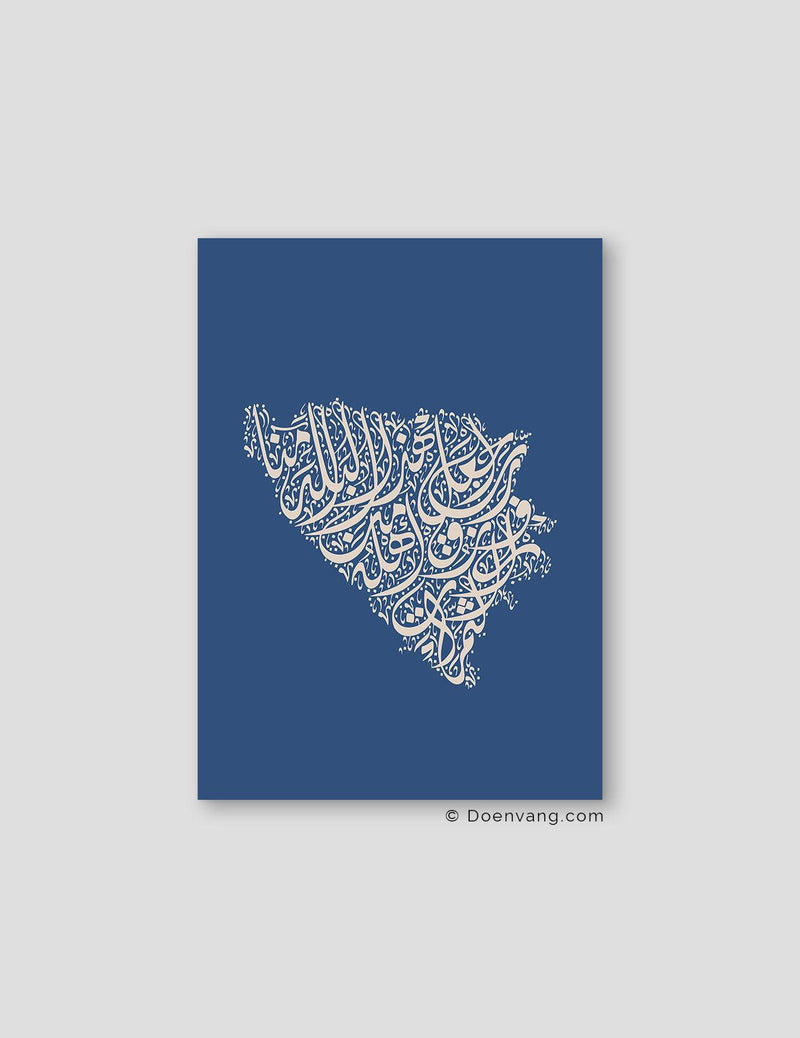 Calligraphy Bosnia, Blue / Beige - Doenvang